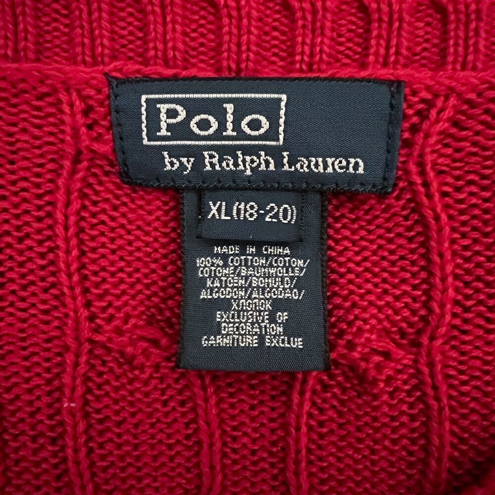 Polo Ralph Lauren | Women's Red Cable Knit Cotton Pullover Designer Sweater XL - Picture 10 of 10